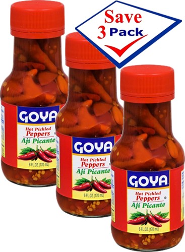 Goya Hot Pickled Peppers Aji Picante 6 oz Pack of 3